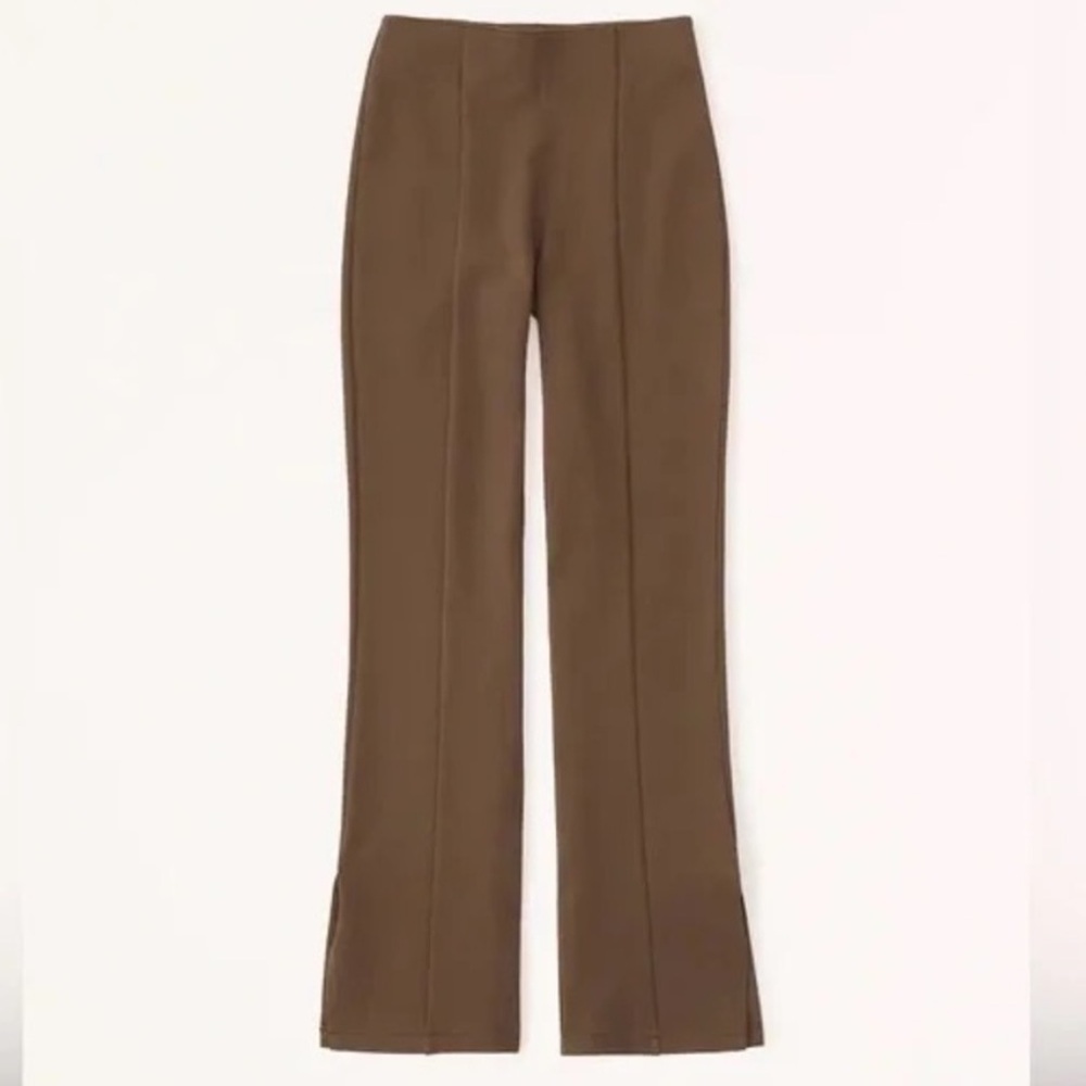 Abercrombie & Fitch Brown Ponte Knit Flare Pants with side slit